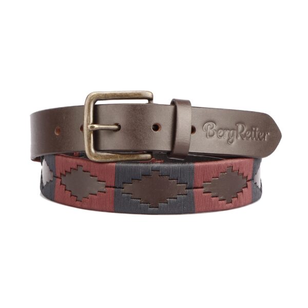 BR POLO Leather belt  burgundy-navy